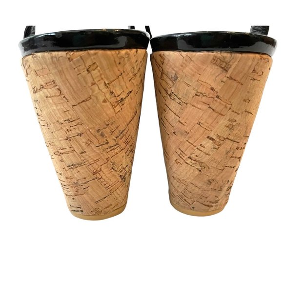 Stuart Weitzman Patent Leather Cork Wedge Bodajean Bow Slingback Heel Open Toe S - Picture 9 of 13